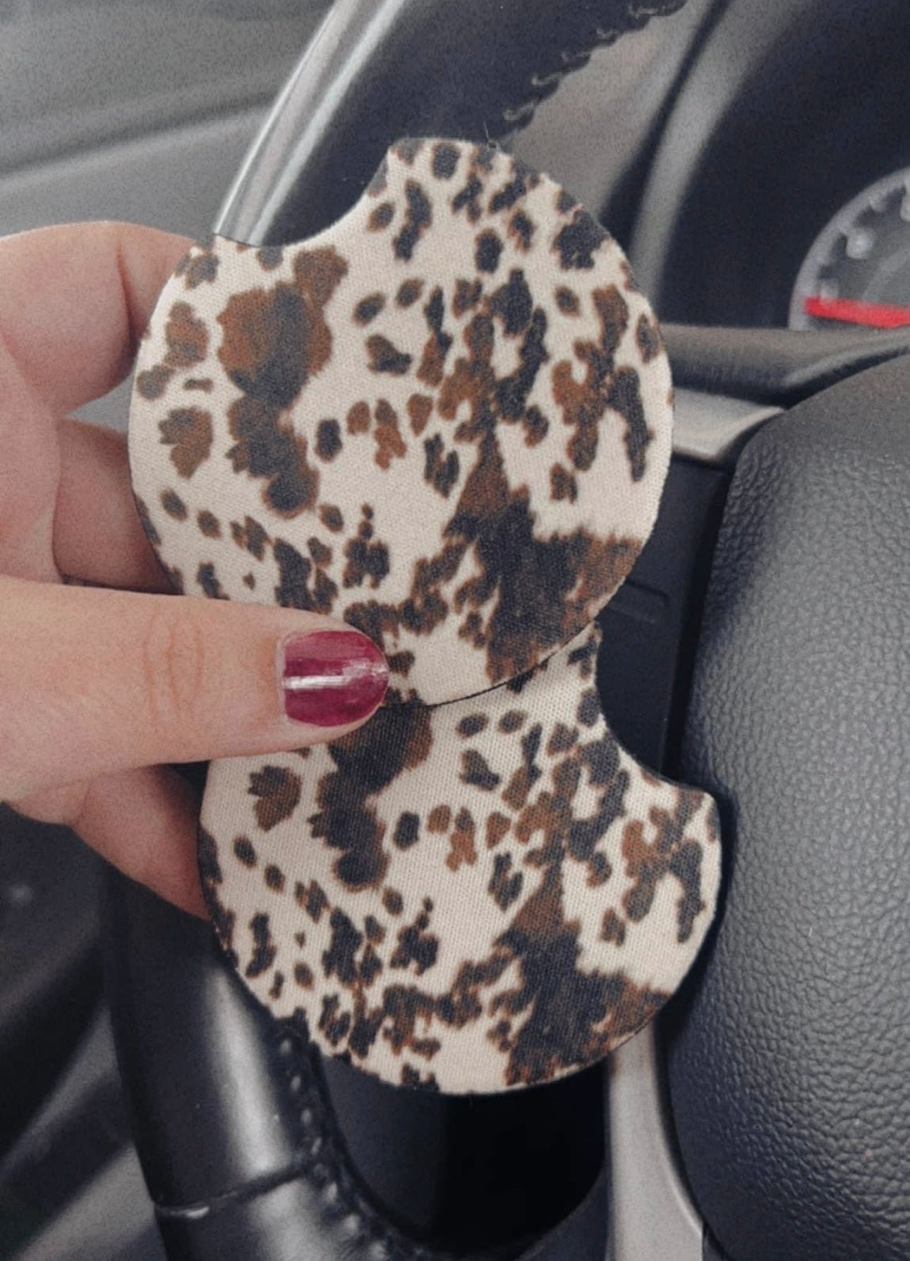 Cow Print Car Coasters