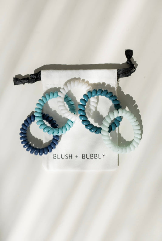 Blush & Bubbly Coil Hair Ties- Blue