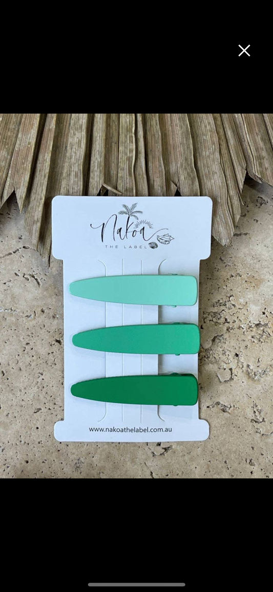 Hair Clips- Green