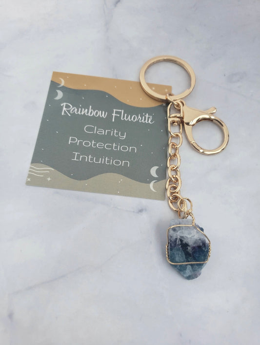 Rainbow Fluorite Keychain